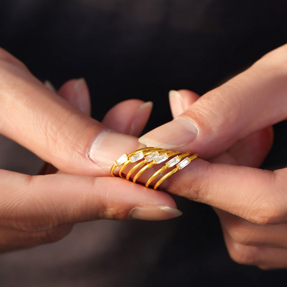 Bague ouverte double couche zirconium