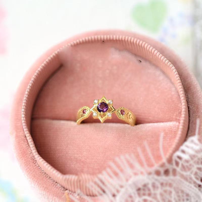 Bague ouverte zirconium cristal violet