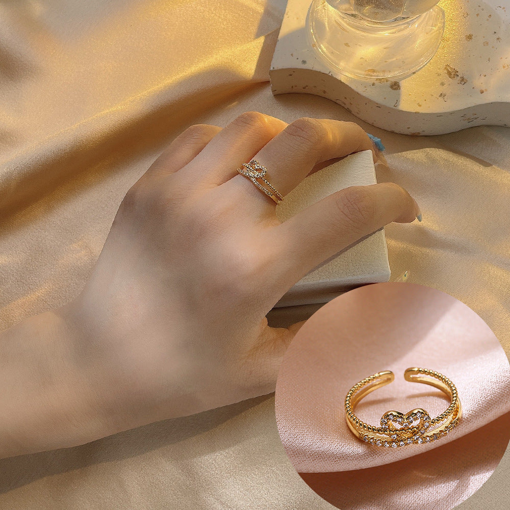 Bague cœur zircon plaqué or