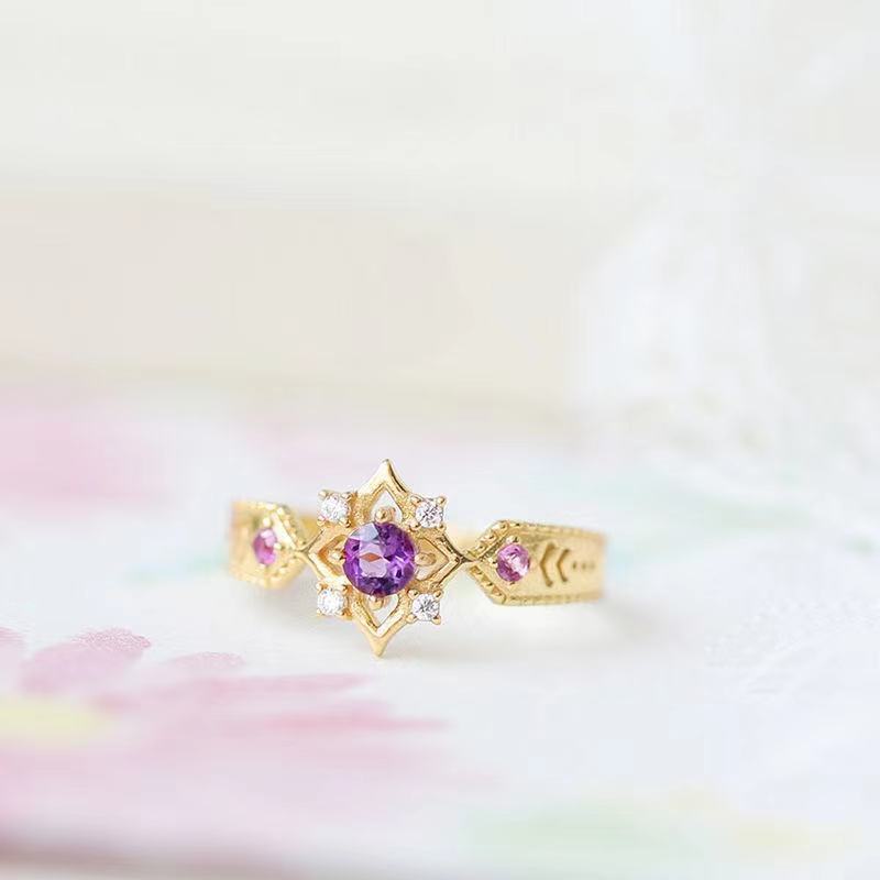 Bague ouverte zirconium cristal violet
