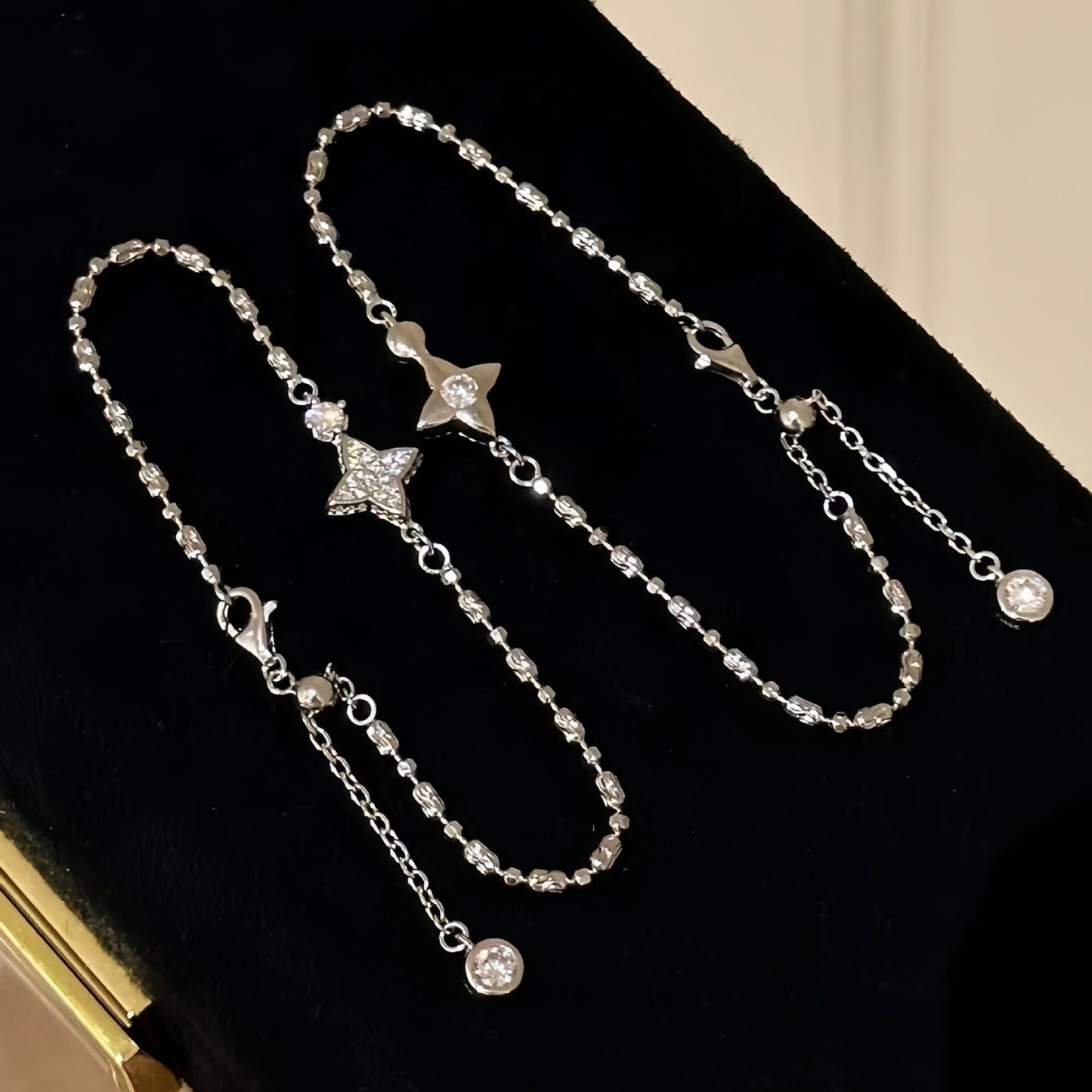 Bracelet étoiles diamant double-face argent
