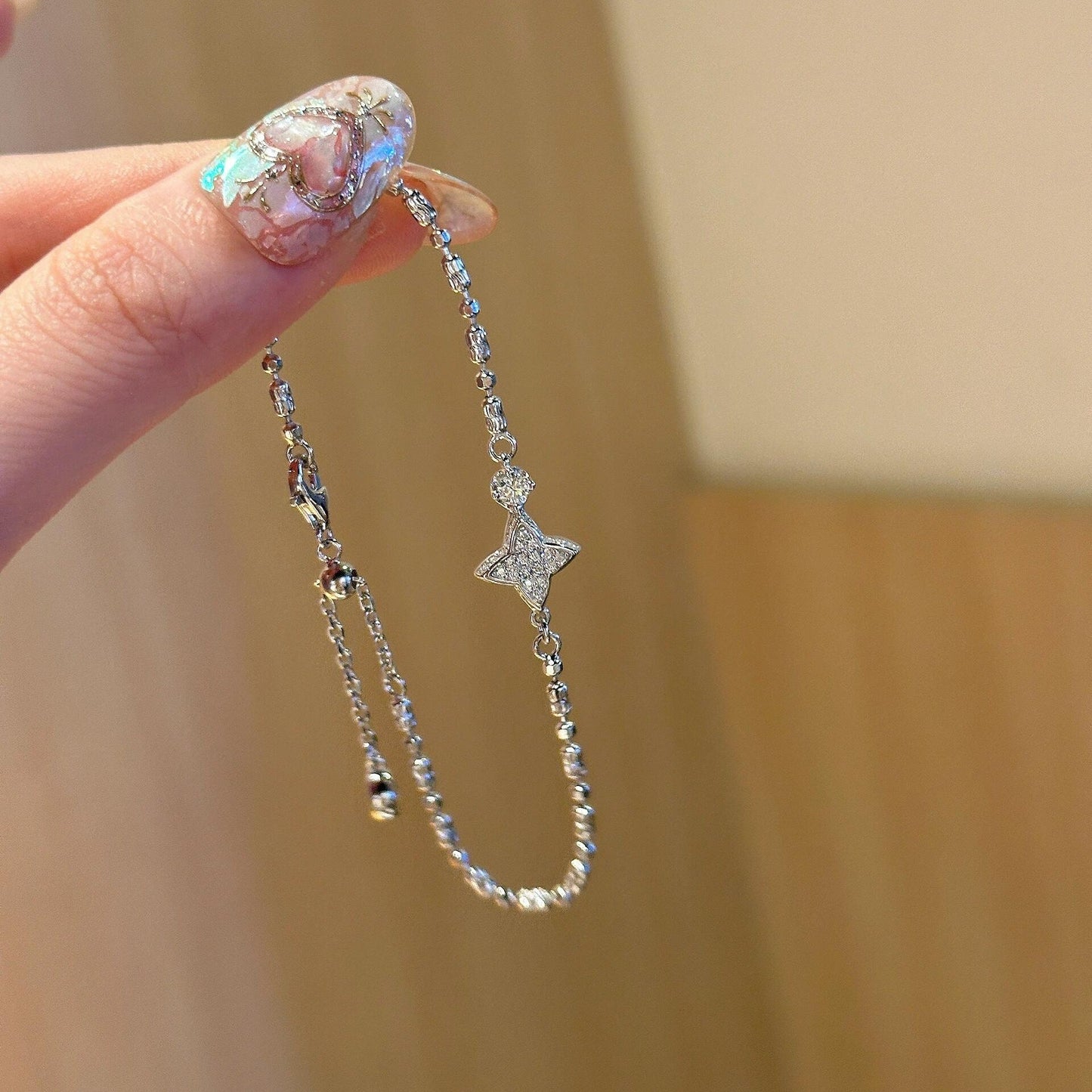 Bracelet étoiles diamant double-face argent