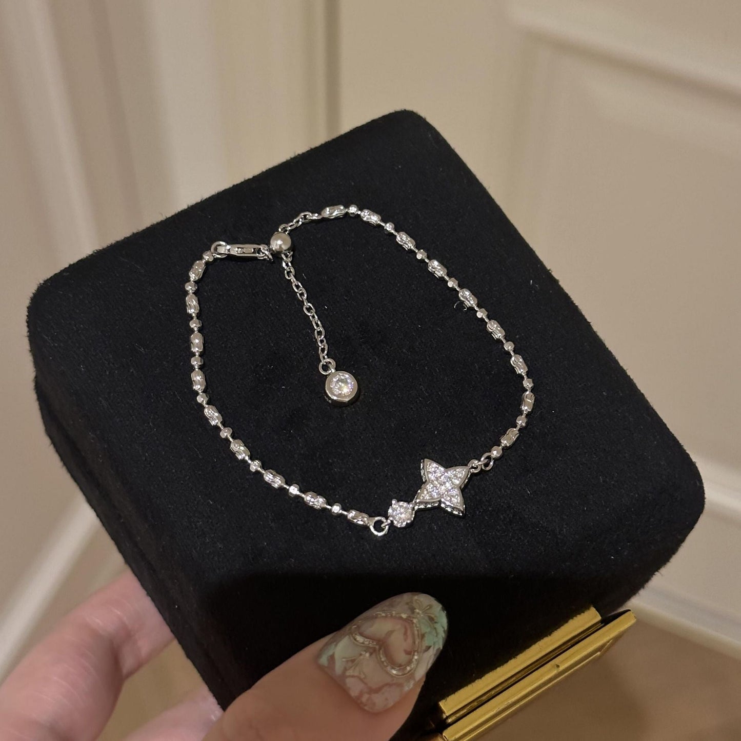 Bracelet étoiles diamant double-face argent