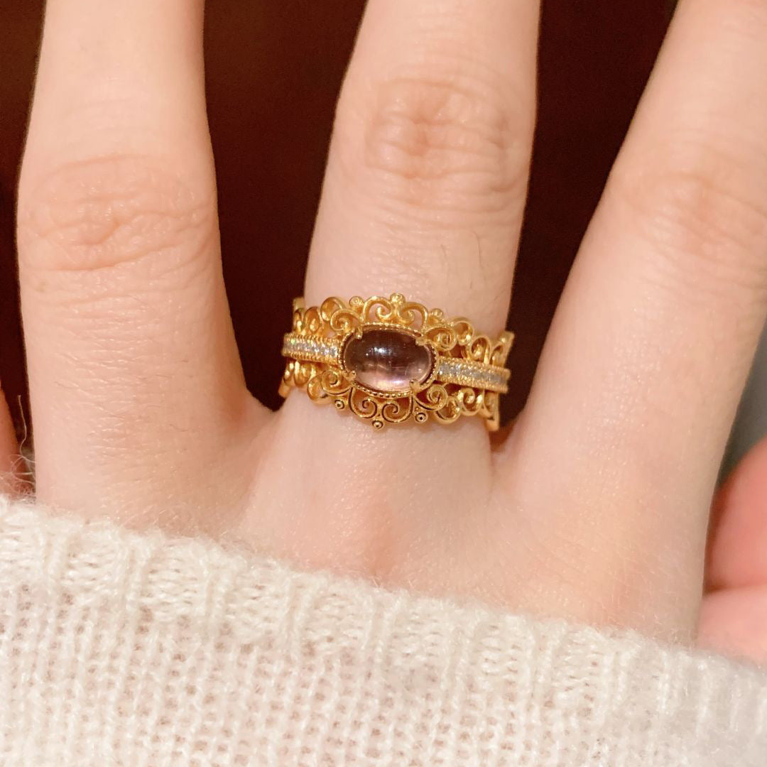 Bague rétro zircon diamants femme