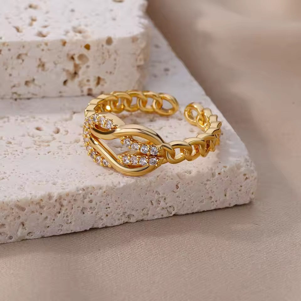 Bague ouverte zircon mode femme