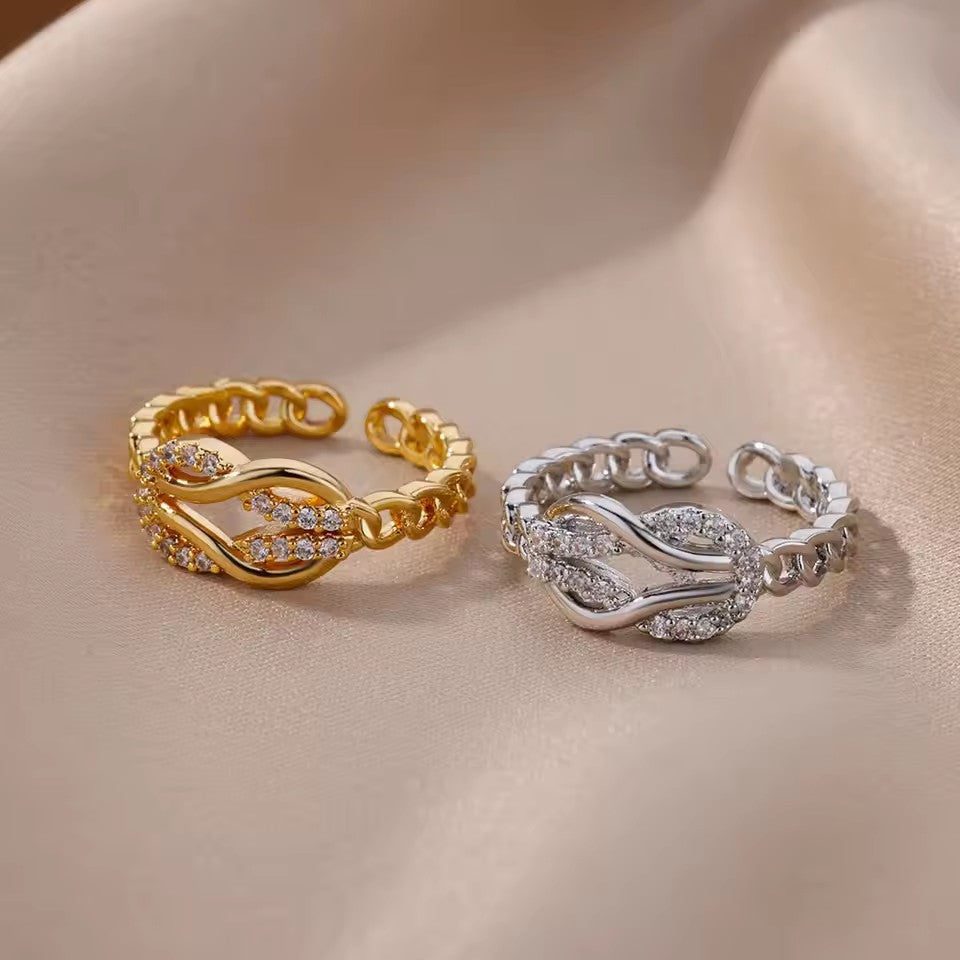 Bague ouverte zircon mode femme