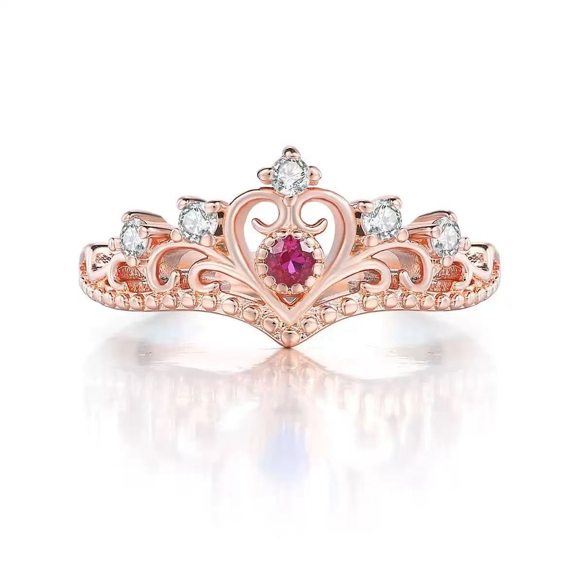 Bague couronne femme rétro mode