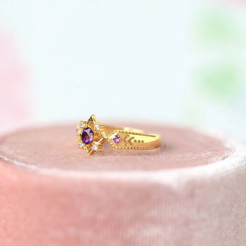 Bague ouverte zirconium cristal violet