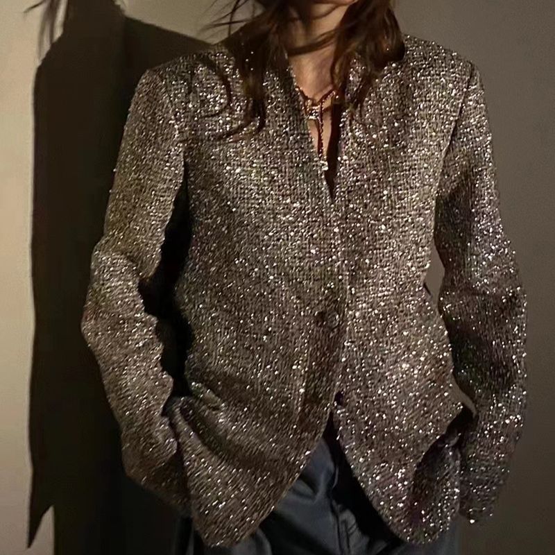 Blazer Argenté Classique Élégant