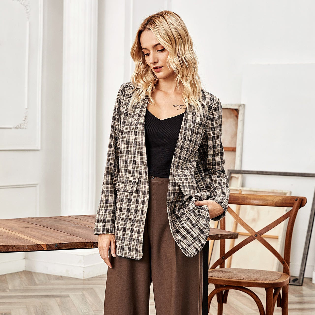 Blazer à Carreaux Automne-Hiver