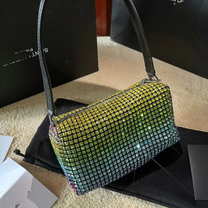 Mini Sac Strass Satin Élégant