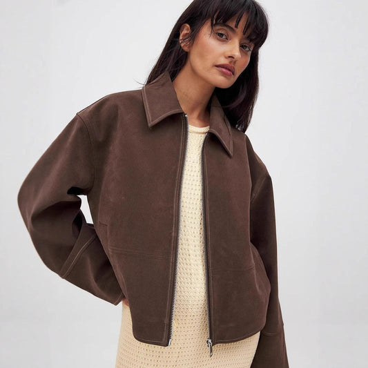 Veste marron foncé style européen-américain