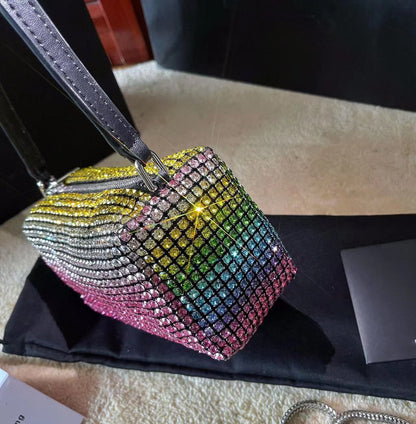 Mini Sac Strass Satin Élégant