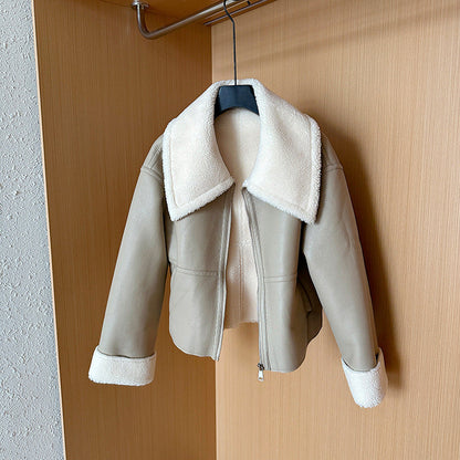 Women's Short Loose Biker's Leather Jacket