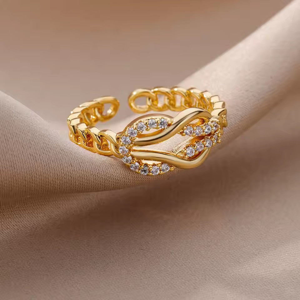 Bague ouverte zircon mode femme