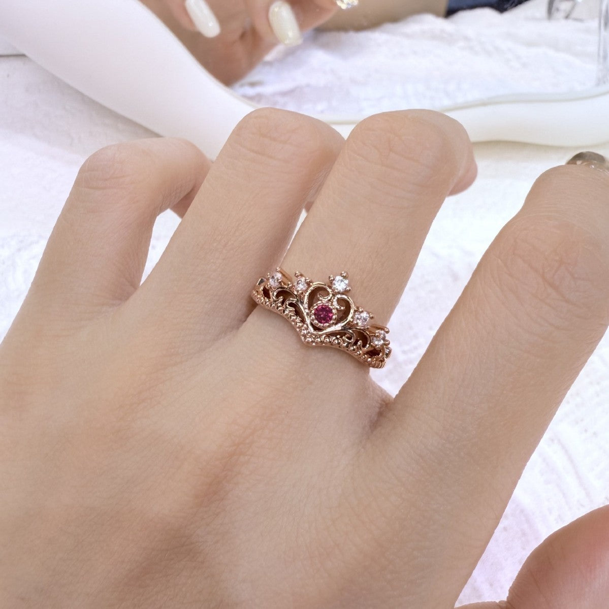 Bague couronne femme rétro mode