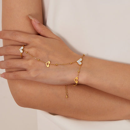 Bague et bracelet cœur acier