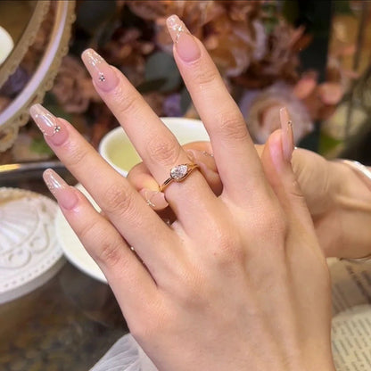 Bague ouverte rétro zircon brossé