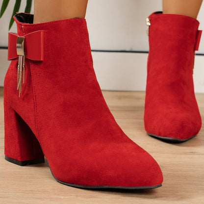 Nouvelles bottes festives à talon épais à fermeture éclair latérale