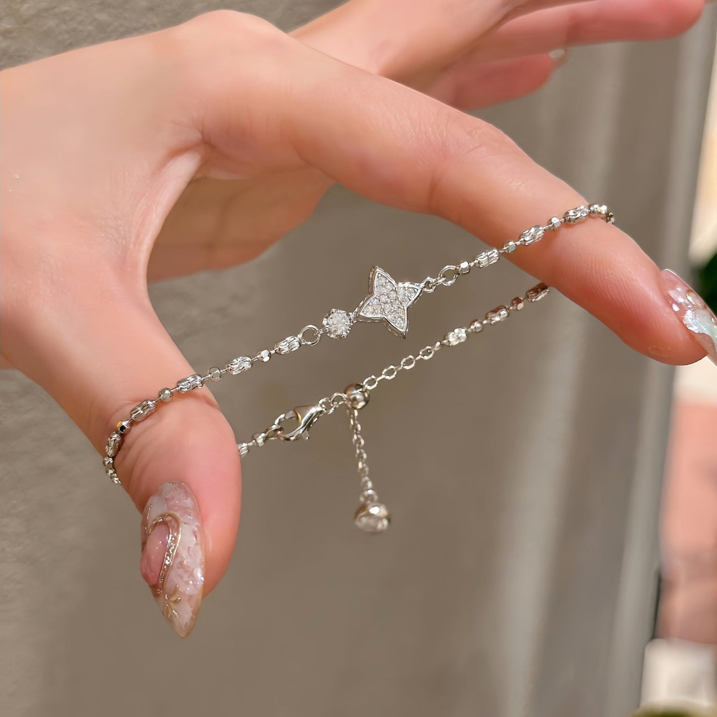 Bracelet étoiles diamant double-face argent