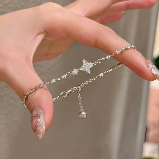 Bracelet étoiles diamant double-face argent