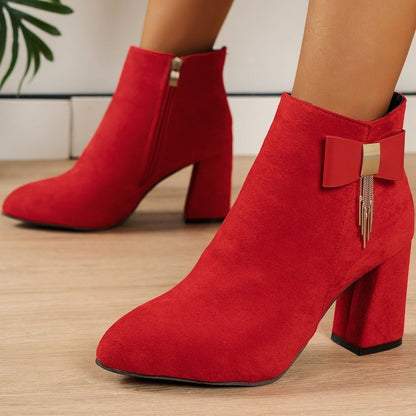 Nouvelles bottes festives à talon épais à fermeture éclair latérale