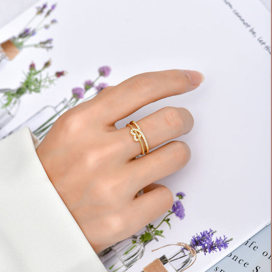 Bague cœur zircon plaqué or